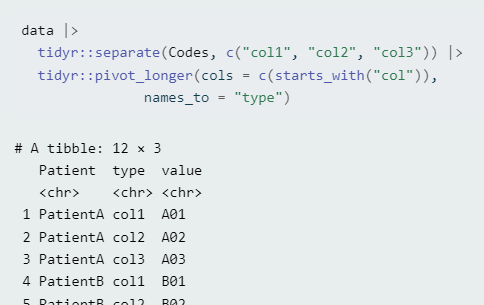 Screeenshot of the R code to create a tibble used in the blog